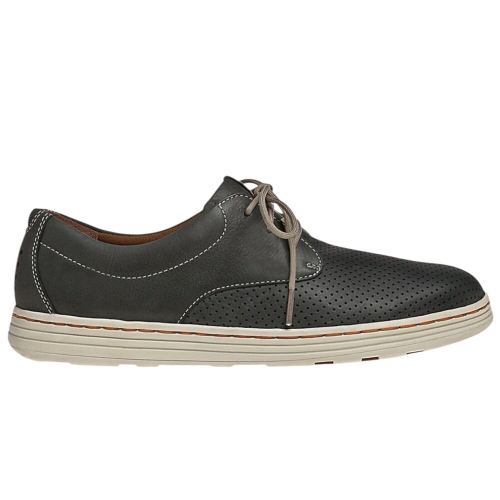 Dunham by New Balance Mens Leather Perforated Oxford Shoes Grey Contrast Stitch